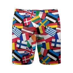 Шорты спортивные мужские Флаги стран Европейского Союза, цвет: 3D-принт