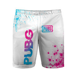 Мужские спортивные шорты PUBG neon gradient style: надпись, символ