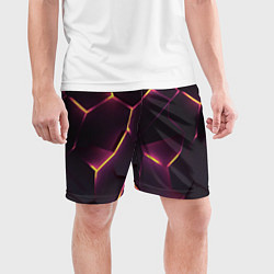 Шорты спортивные мужские Пурпурные неоновые плиты, цвет: 3D-принт — фото 2