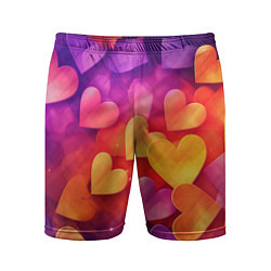 Шорты спортивные мужские Разноцветные сердечки, цвет: 3D-принт