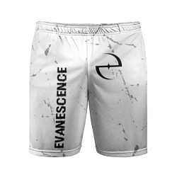 Мужские спортивные шорты Evanescence glitch на светлом фоне: надпись, симво