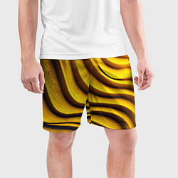 Шорты спортивные мужские Желтые абстрактные полосы, цвет: 3D-принт — фото 2