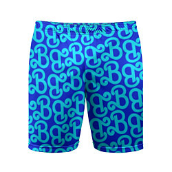 Шорты спортивные мужские Логотип Барби - синий паттерн, цвет: 3D-принт