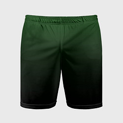 Шорты спортивные мужские Градиент чёрно-зеленый, цвет: 3D-принт