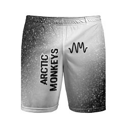 Мужские спортивные шорты Arctic Monkeys glitch на светлом фоне: надпись, си
