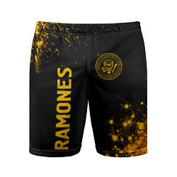 Мужские спортивные шорты Ramones - gold gradient: надпись, символ