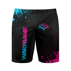 Мужские спортивные шорты Warframe - neon gradient: надпись, символ