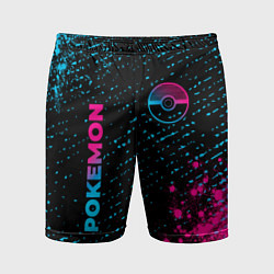 Мужские спортивные шорты Pokemon - neon gradient: надпись, символ