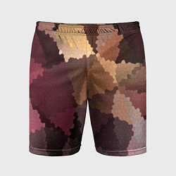 Шорты спортивные мужские Мозаика в коричнево-розовых тонах, цвет: 3D-принт