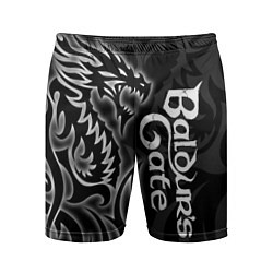 Шорты спортивные мужские Балдурс гейт 3 - черный дракон, цвет: 3D-принт