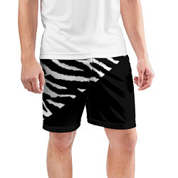 Шорты спортивные мужские Полосы зебры с черным, цвет: 3D-принт — фото 2