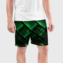 Шорты спортивные мужские Зеленые неоновые плиты, цвет: 3D-принт — фото 2