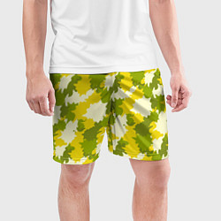 Шорты спортивные мужские Желто-зеленый камуфляж, цвет: 3D-принт — фото 2