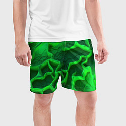 Шорты спортивные мужские Объемные зеленые линии, цвет: 3D-принт — фото 2