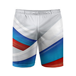 Шорты спортивные мужские Российские флаги, цвет: 3D-принт