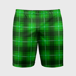 Шорты спортивные мужские Шотландка ярко-зелёный, цвет: 3D-принт