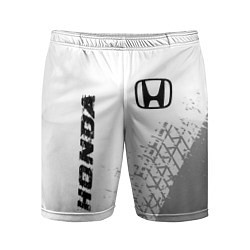 Мужские спортивные шорты Honda speed на светлом фоне со следами шин: надпис