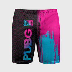 Шорты спортивные мужские PUBG - neon gradient: по-вертикали, цвет: 3D-принт