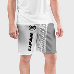 Шорты спортивные мужские Lifan speed на светлом фоне со следами шин: по-вер, цвет: 3D-принт — фото 2