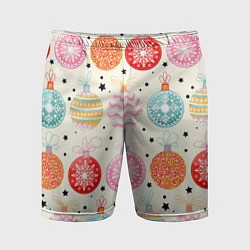 Мужские спортивные шорты Разноцветные новогодние шары