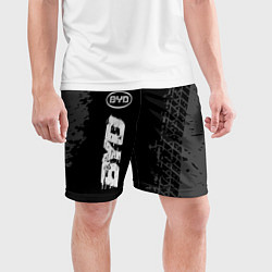 Шорты спортивные мужские BYD speed на темном фоне со следами шин: по-вертик, цвет: 3D-принт — фото 2