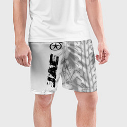 Шорты спортивные мужские JAC speed на светлом фоне со следами шин: по-верти, цвет: 3D-принт — фото 2