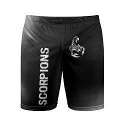 Мужские спортивные шорты Scorpions glitch на темном фоне вертикально