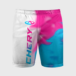 Шорты спортивные мужские Chery neon gradient style по-вертикали, цвет: 3D-принт