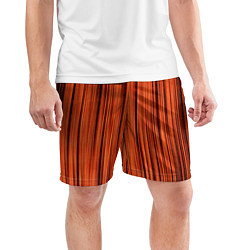 Шорты спортивные мужские Абстрактные полосы красно-оранжевый, цвет: 3D-принт — фото 2