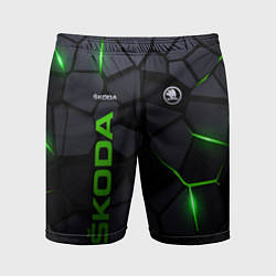 Шорты спортивные мужские Skoda - плиты с эффектом свечения, цвет: 3D-принт