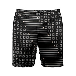 Шорты спортивные мужские Чёрный абстрактный с квадратами, цвет: 3D-принт