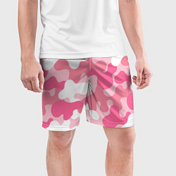 Шорты спортивные мужские Камуфляж розовый, цвет: 3D-принт — фото 2