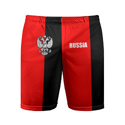 Шорты спортивные мужские Красный и черный - герб РФ, цвет: 3D-принт