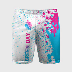 Шорты спортивные мужские Green Day neon gradient style по-вертикали, цвет: 3D-принт