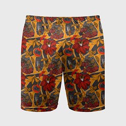 Шорты спортивные мужские Цветочное разноцветье, цвет: 3D-принт