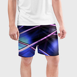 Шорты спортивные мужские Фиолетовая геометрическая абстракция, цвет: 3D-принт — фото 2