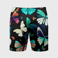 Мужские спортивные шорты Бирюзовые бабочки паттерн