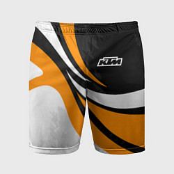 Шорты спортивные мужские КТМ - оранжевые вставки, цвет: 3D-принт