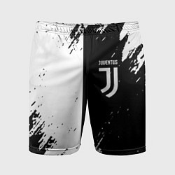 Шорты спортивные мужские Juventus краски чёрнобелые, цвет: 3D-принт