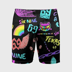 Шорты спортивные мужские 6ix9ine logo rap bend, цвет: 3D-принт