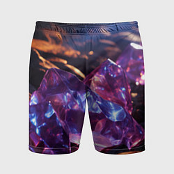 Шорты спортивные мужские Фиолетовые комические камни, цвет: 3D-принт