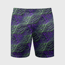 Шорты спортивные мужские Фиолетово-зеленые ромбики, цвет: 3D-принт