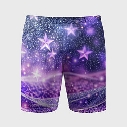 Шорты спортивные мужские Абстрактные звезды в фиолетовых искрах, цвет: 3D-принт