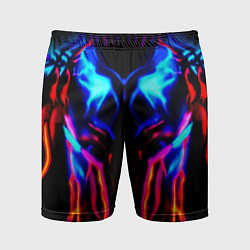 Шорты спортивные мужские Неоновый киберкостюм, цвет: 3D-принт