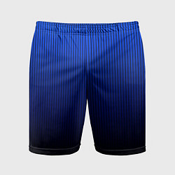 Шорты спортивные мужские Полосатый градиент сине-чёрный, цвет: 3D-принт