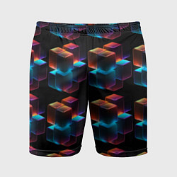 Шорты спортивные мужские Разноцветные неоновые кубы, цвет: 3D-принт