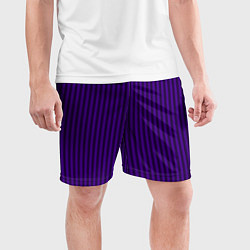 Шорты спортивные мужские Яркий фиолетовый в полоску, цвет: 3D-принт — фото 2