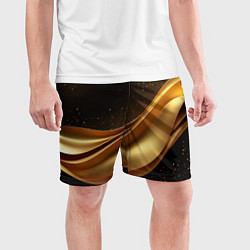 Шорты спортивные мужские Золотая стильная абстракция на черном фоне, цвет: 3D-принт — фото 2