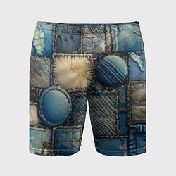 Шорты спортивные мужские Denim patchwork - ai art, цвет: 3D-принт