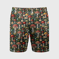 Мужские спортивные шорты Дикие грибы лесные мухоморы
